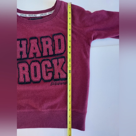 Ladies Small HARD ROCK CAFE PITTSBURGH Burgundy Applique LS Sweatshirt - Picture 5 of 8